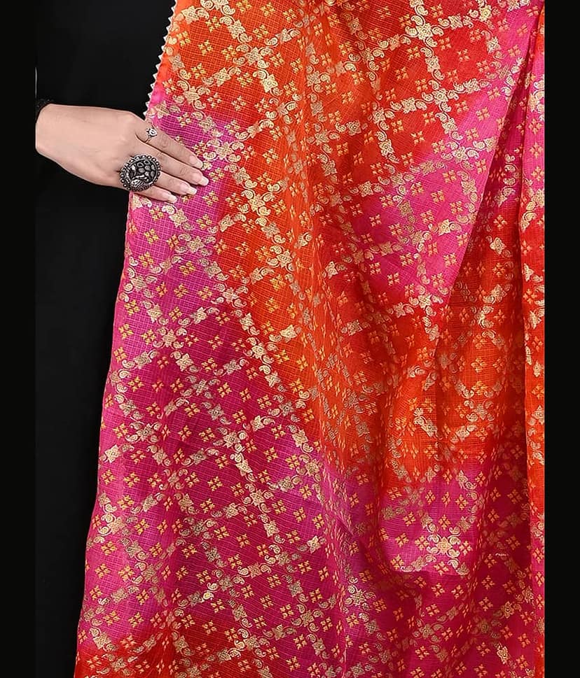 Apratim Orange Cotton Blend Women's Dupatta - ( Pack of 1 ) view 2