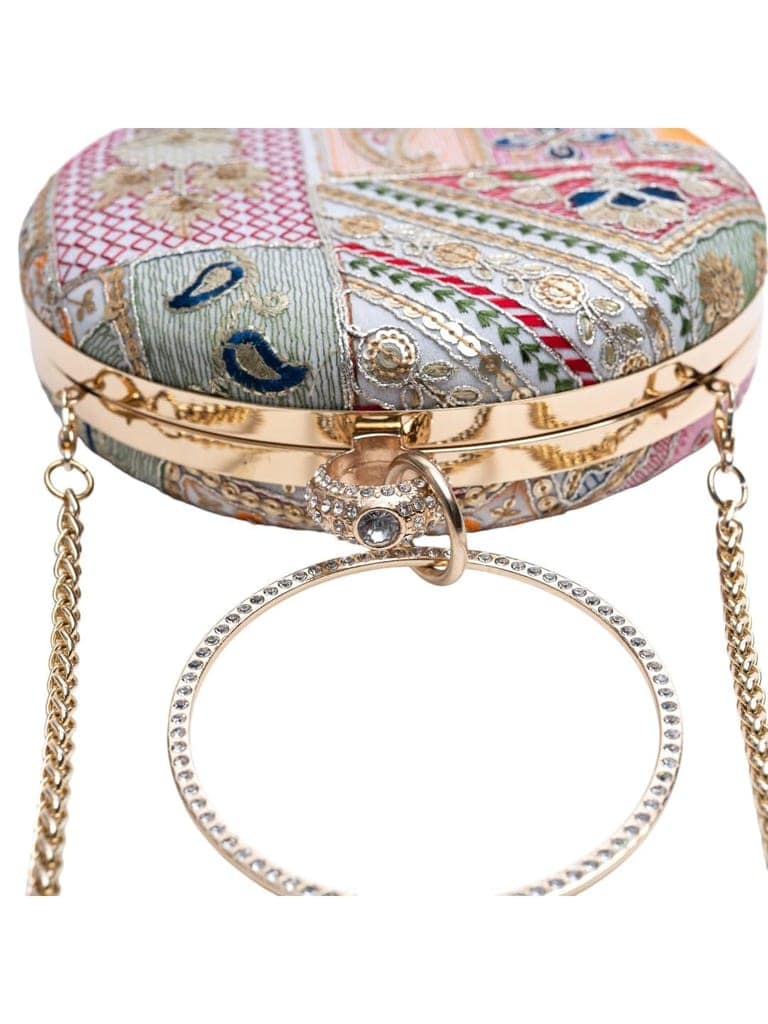 Vdesi Round Ethnic Clutch view 5