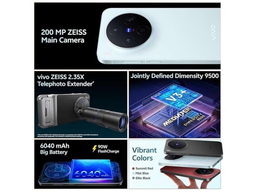 Vivo X300 5G (12GB RAM, 256GB Storage) 5G Mobile Phone with FHD+ Display, Smooth Performance & Powerful Battery - Mist Blue view 2