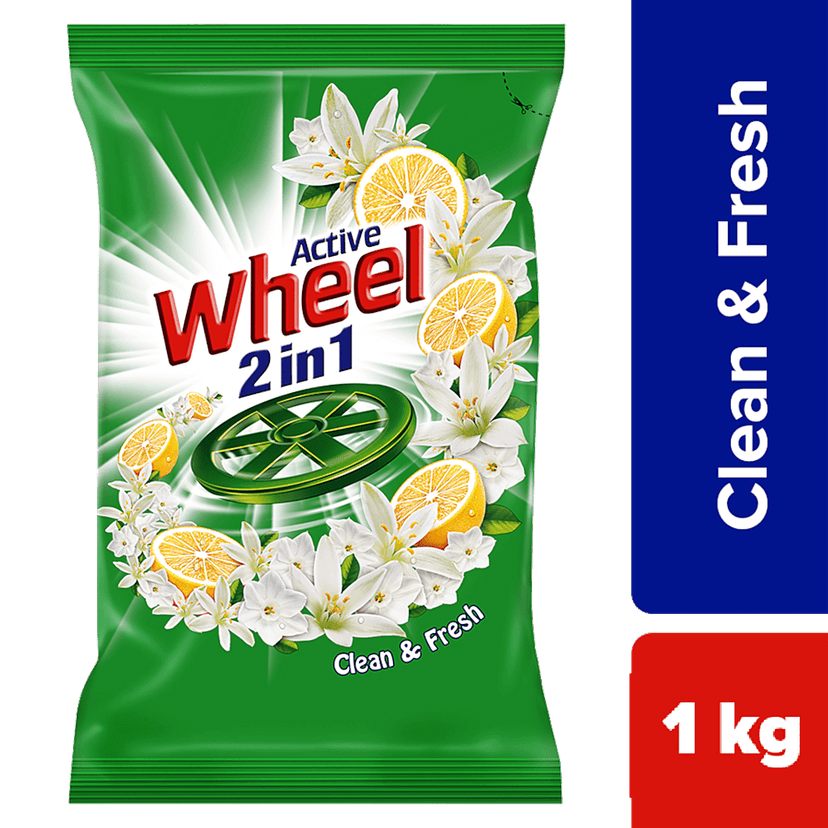 Wheel Green Lemon & Jasmine Detergent Powder, 1 Kg