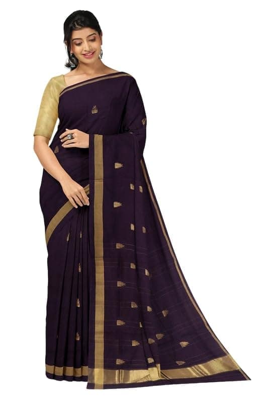 APCO Handloom - Women's Rahajmundry Pure Cotton Handloom Saree (Black)