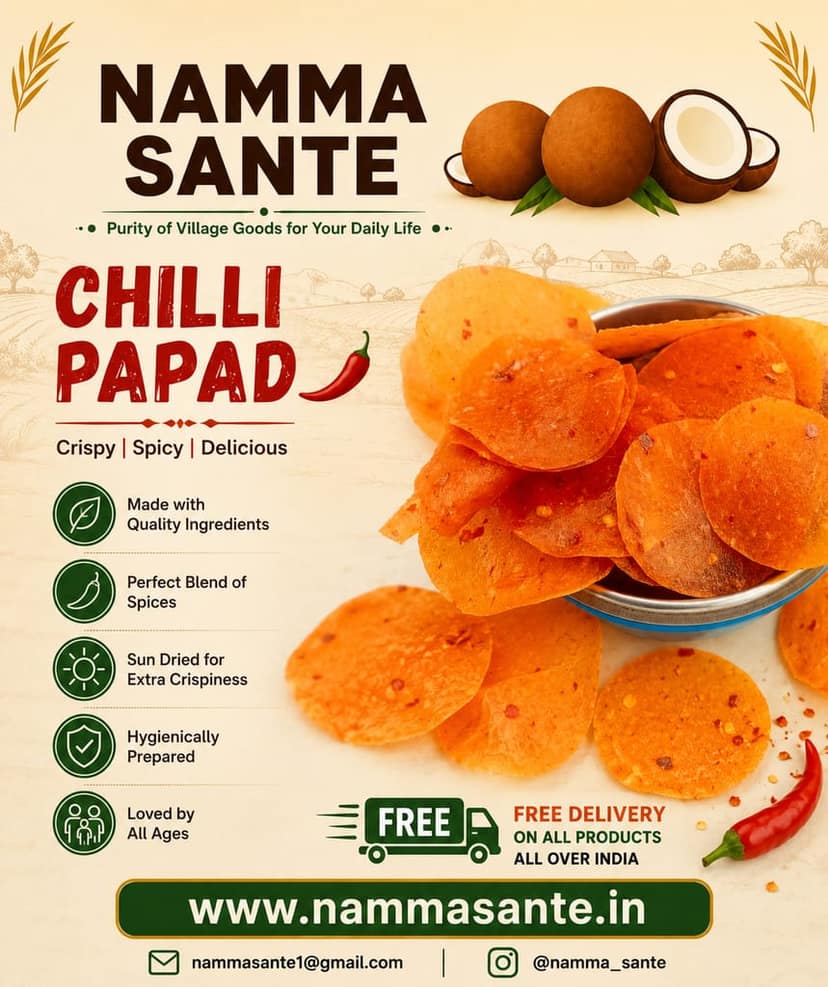 Chilli Papade, Masala Papad, Spicy Papad, Red Chilli Papad, Mirchi Papad view 4
