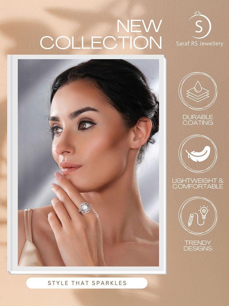 White Rhodium Cubic Zircon Studded Marriage Propose Adjustable Cocktail Finger Ring view 9