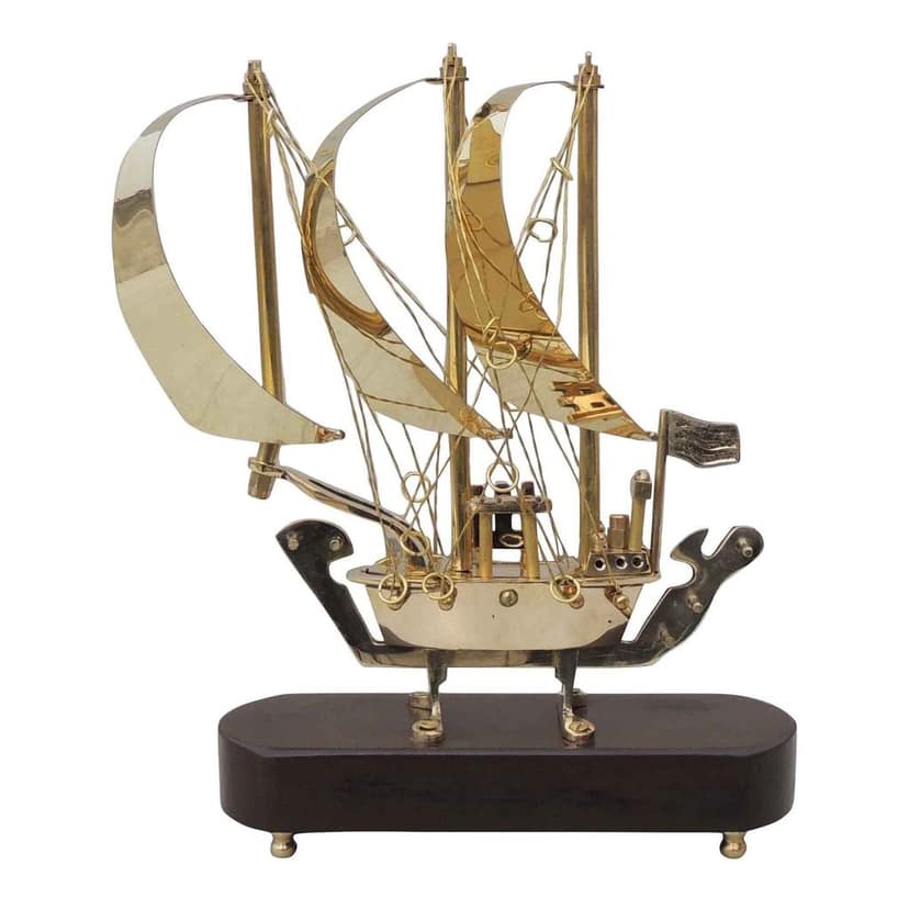 Vintage Brass Maritime Ship Figurine � Table Decor Showpiece, Height : 9.5 Inch (MRMAS129 X) view 3