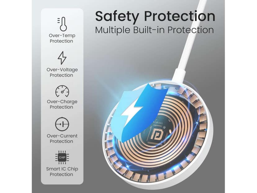 Portronics Quikk 15W Wireless Charging, Magnetic Charger, Slim Design, Type C Input - White view 3