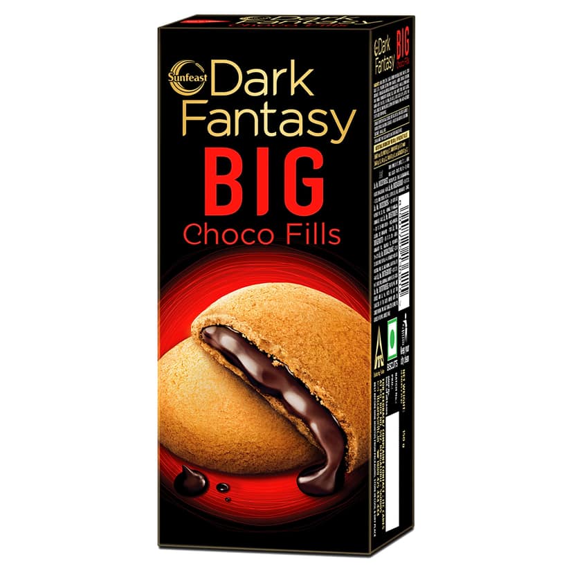 Sunfeast Dark Fantasy - Big Choco Fills, Original Filled Cookies With Choco Creme, 150 g Carton