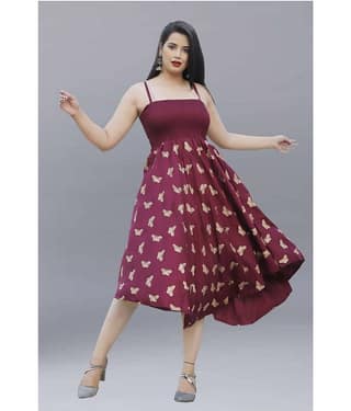 ZAMAISHA Women Rayon A-line Dress ( Purple )