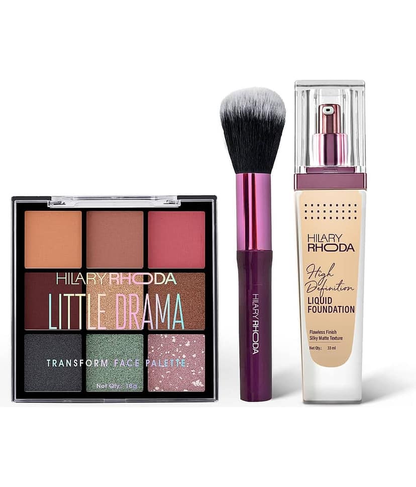 Hilary Rhoda Set of 3 Make up Gift Set - Foundation, Makeup Brush and Eye Palette