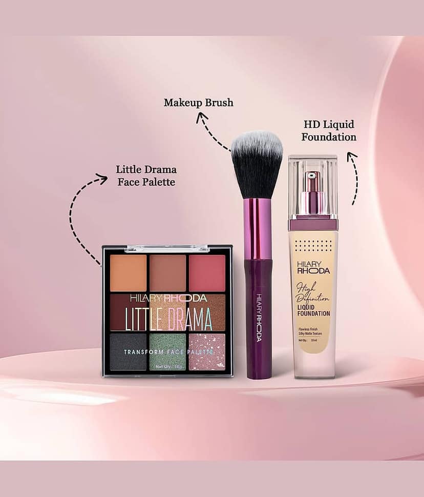 Hilary Rhoda Set of 3 Make up Gift Set - Foundation, Makeup Brush and Eye Palette view 2