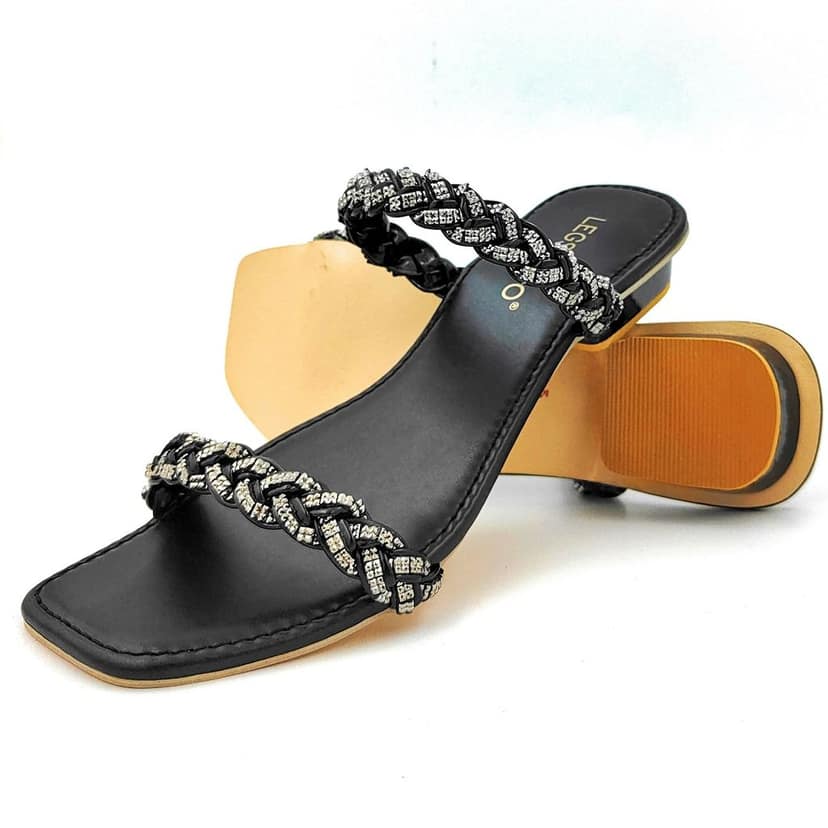 LEGS GO Black Open Toe Sandals for women , Casual and Ethnic Wear Women Sandals view 4