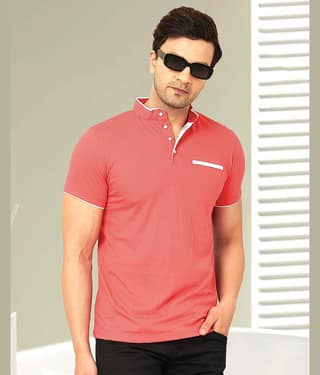 AOOSH Cotton Blend Regular Fit Solid Half Sleeves Men's Mandarin Collar T-Shirt - Olive ( Pack of 1 )