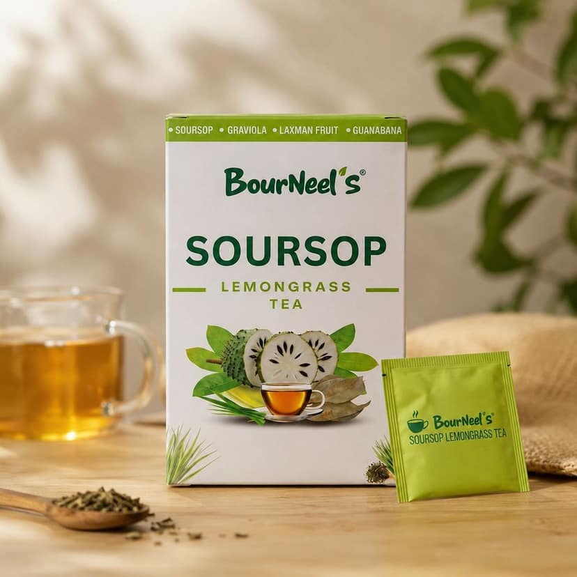 BourNeel's® Soursop Lemongrass Tea Box (20 Bags) |Dipping Tea Bags | Combination of Dry Soursop/Graviola Leaves & Dry Lemongrass | No Preservatives | Graviola Laxman Phal Dry Leaves | High Vitamin C | Kadha Tea | view 6