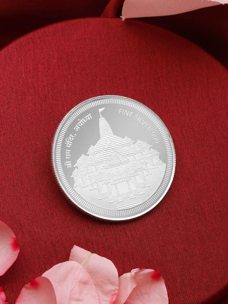 999 Silver Ayodhya Shri Ram Mandir with Ram Darbar Coin 10 Grams