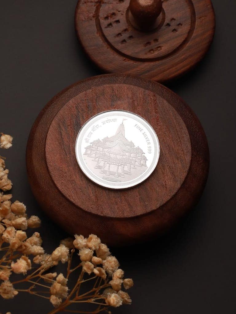 999 Silver Ayodhya Shri Ram Mandir with Ram Darbar Coin 10 Grams view 2