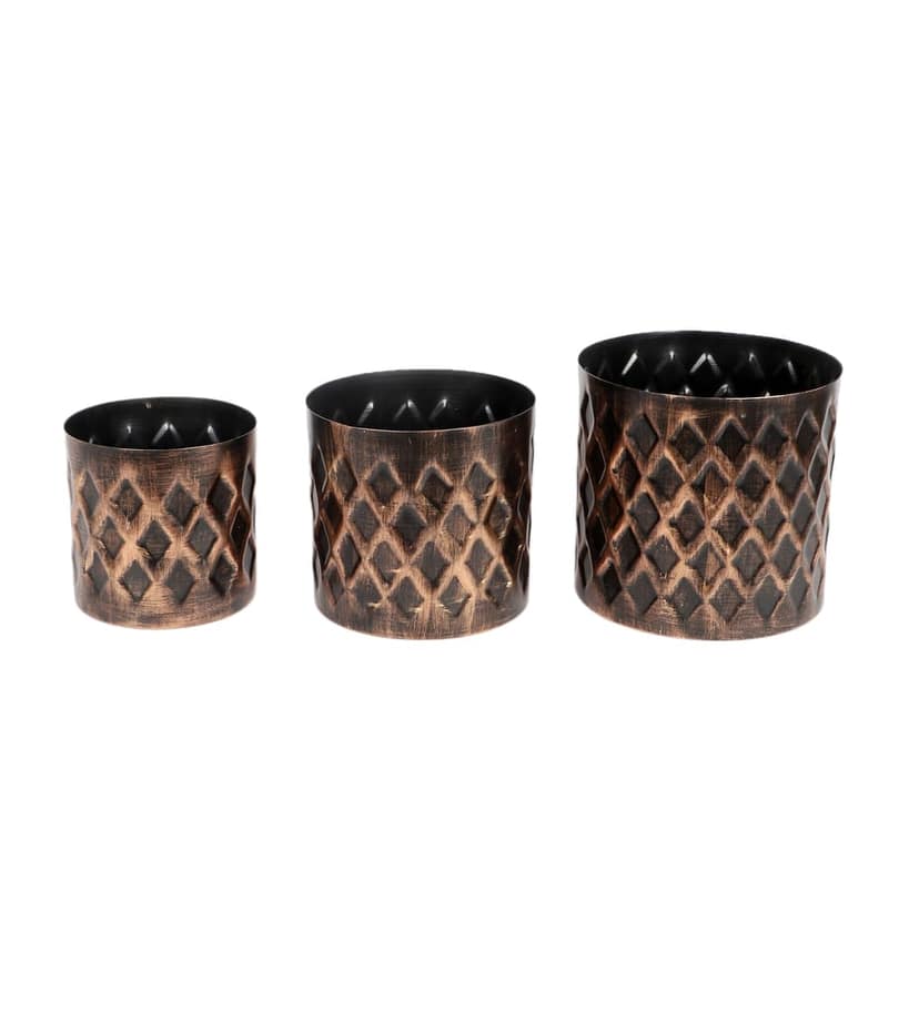 Black & Gold Cross Hammered Planter Set of 3 view 2