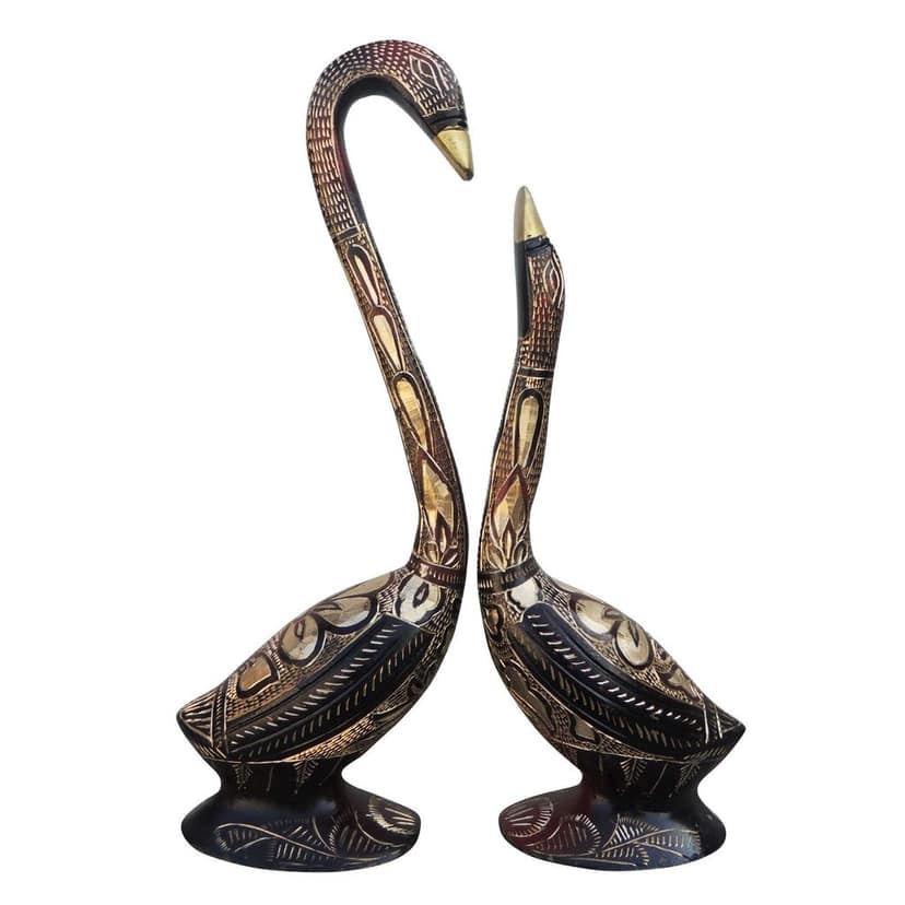 Classic Brass Duck Pair Decorative Showpiece for Living Room, Height : 10.8 Inch (ANMAS187 A) view 2