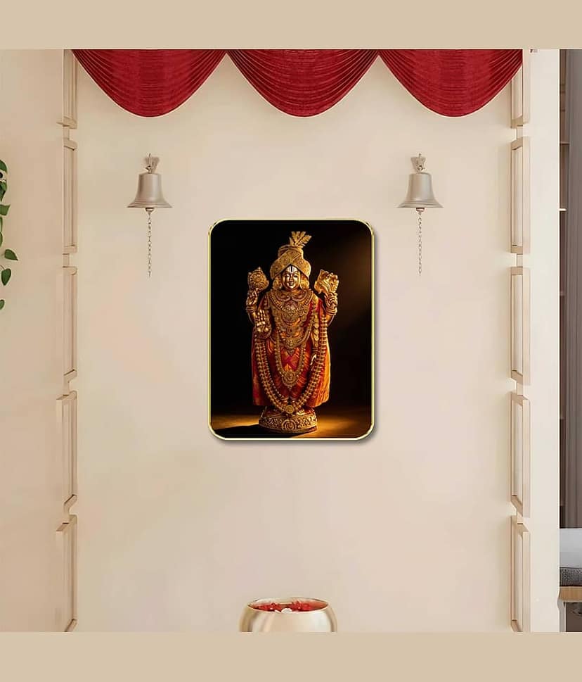 Livin'luxe Lord Venkateswara Balaji Idol MDF Wall Art with Table Top Stand & Hole view 2