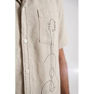 Ecostyle mens embroidered khadi cotton casual shirt view 2