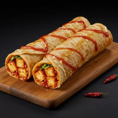 Schezwan Paneer Cheese Frankie Roll
