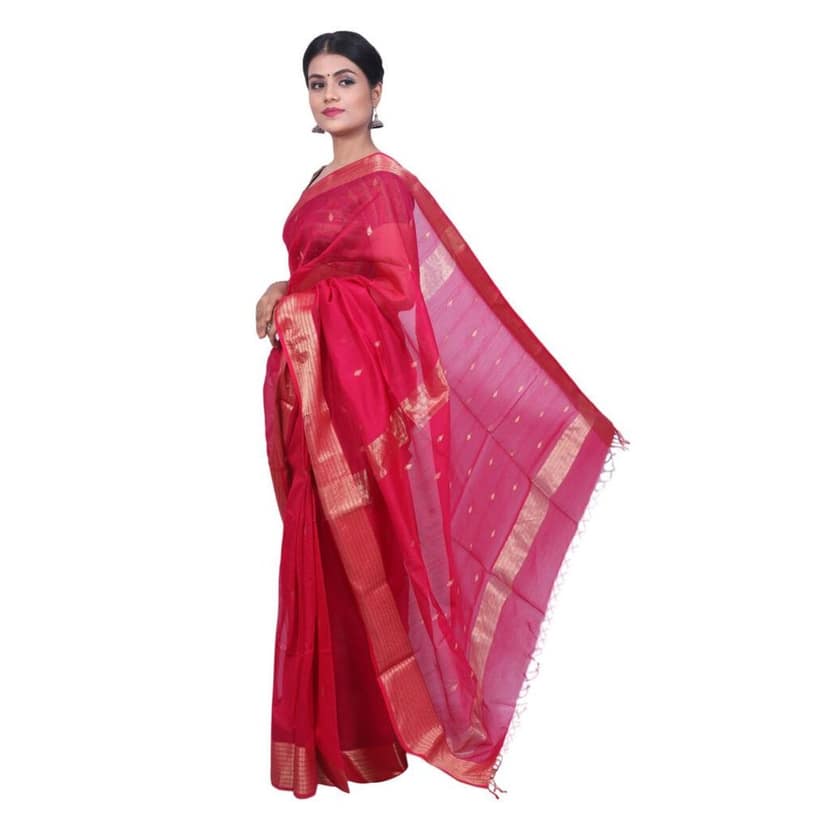 HANDLOOM MAHESHWARI TRADITIONAL SAREE WITH BLOUSE (SKU - 3G0202010422 SAREE- 120) view 3