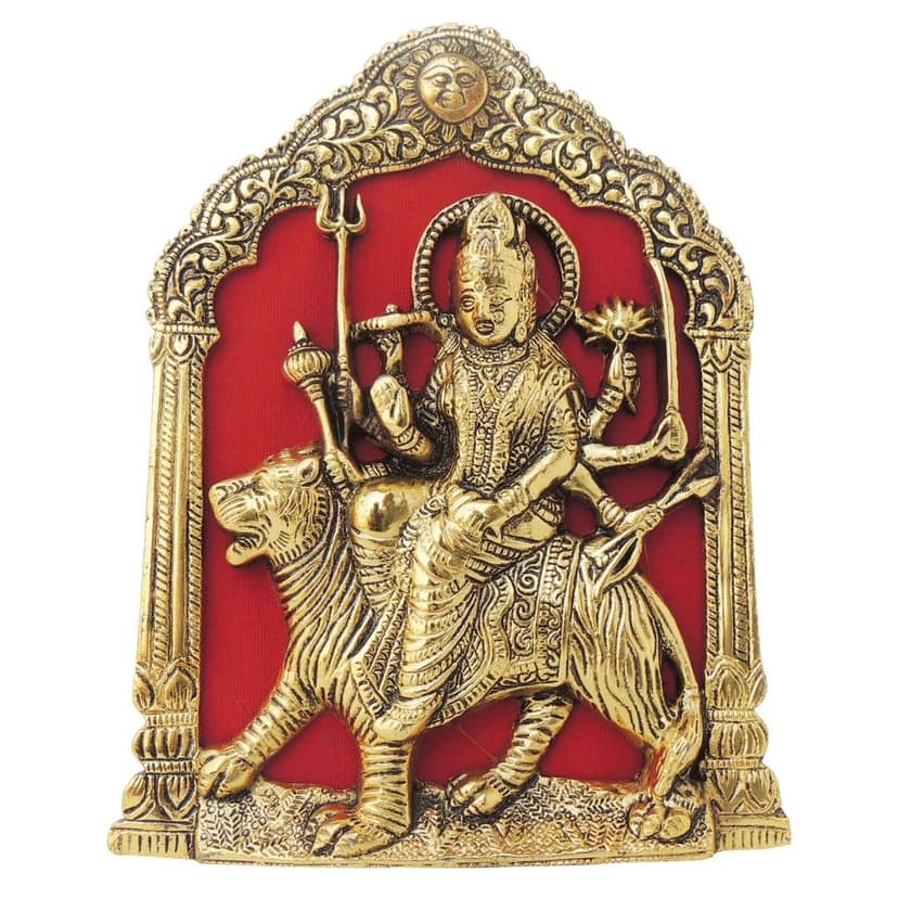 Aluminium Durga Ji Statue ? Beautiful Religious Home Decor Idol, Height : 9 Inch (ASMAS397 G) view 2