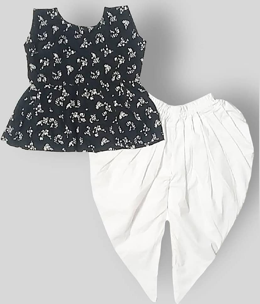 harshvardhanmart Pack of 1 Girls 100% Cotton Top With Dhoti ( Multi Color )
