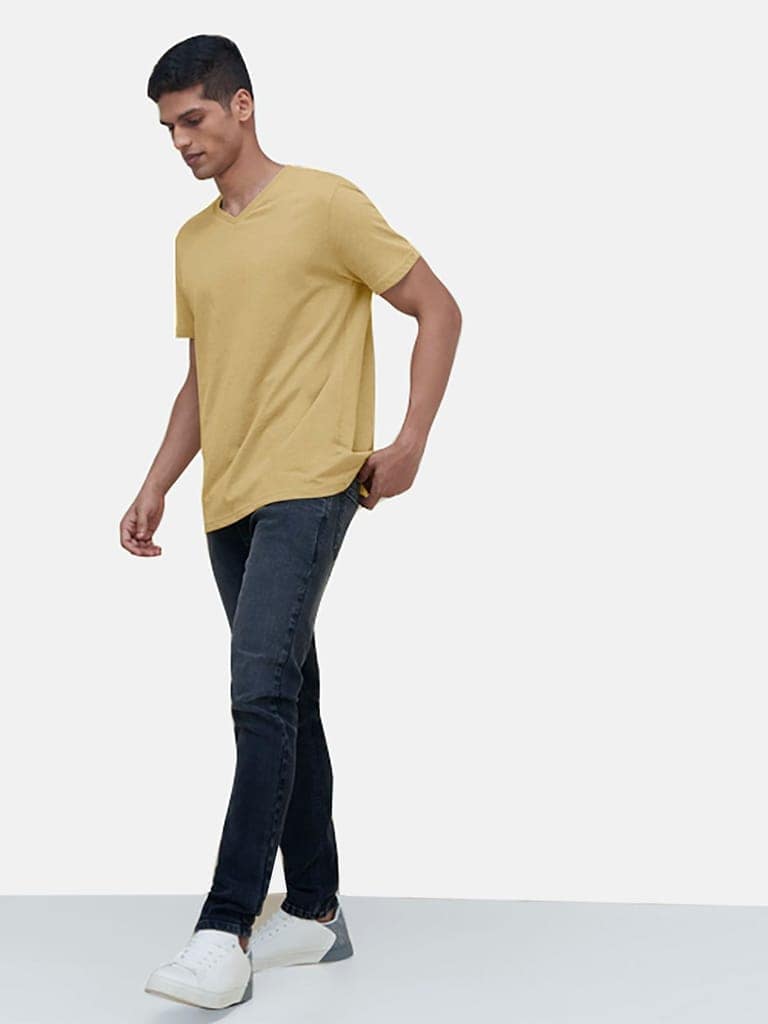 Mens Basic Sand V Neck T Shirt view 2