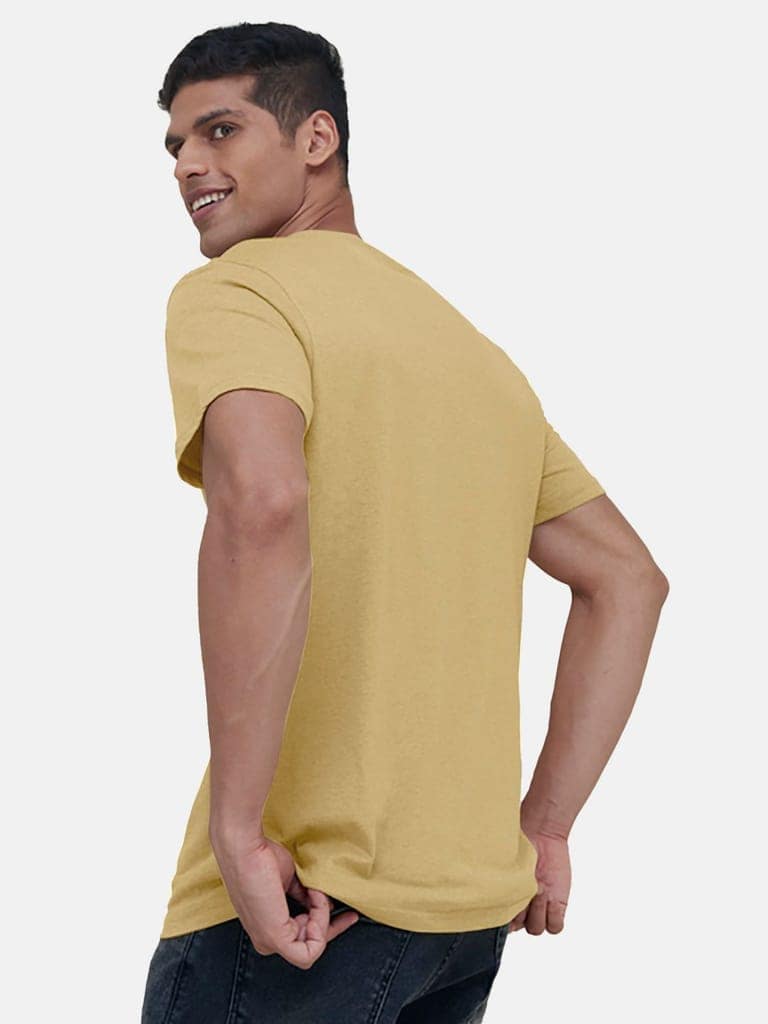 Mens Basic Sand V Neck T Shirt view 4