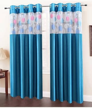 Homefab India Plain Semi-Transparent Eyelet Window Curtain 5ft (Pack of 2) - Green