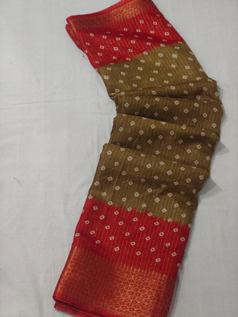 dola silk bandhani saree