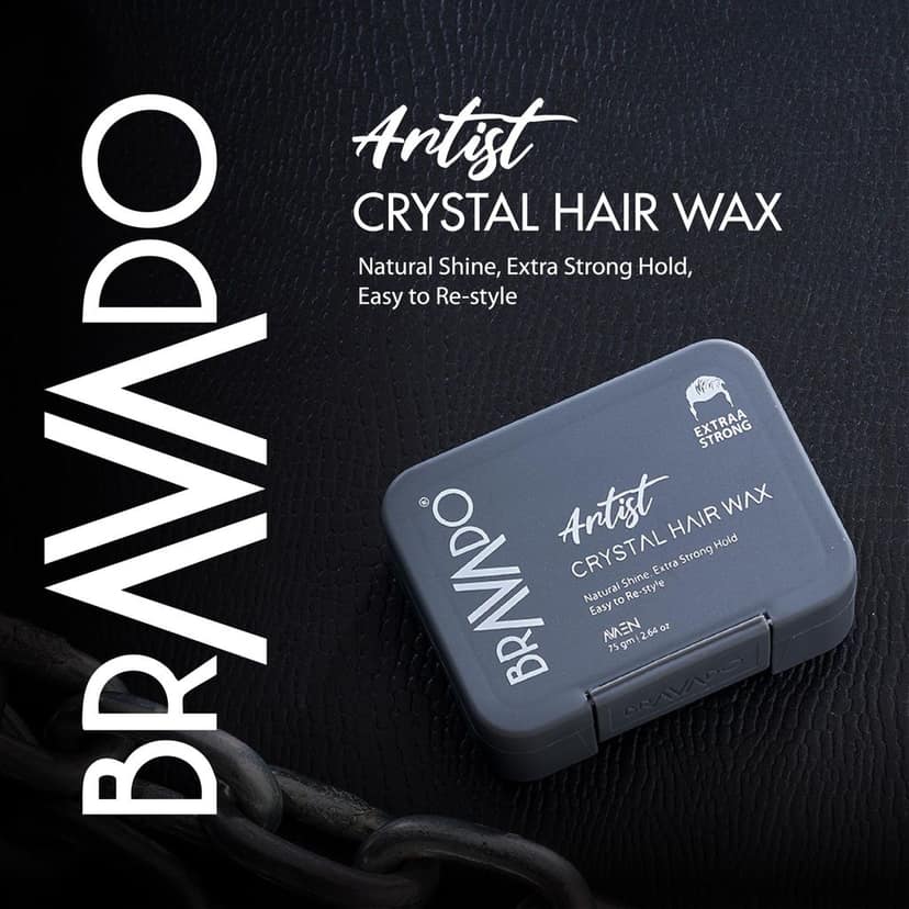 BRAVADO Artist Crystal Extraa Strong Hold Hair Wax for Men ? Easy to restyle, Ultimate Hold & Natural Shine | Hair Cream, Extra Strong Hold Wax, Hair Styling Wax, Hair Clay, Hair Gel | All Hair| 75g view 5