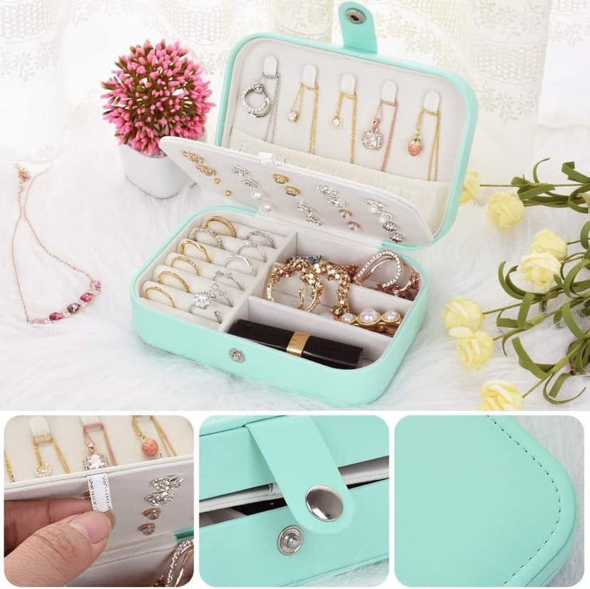 Jewelry Travel Case Organizer, Portable Jewelry Storage Box for Rings, Earrings, Necklace & Bracelets view 4
