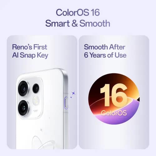 OPPO reno 16 5G (Starry White , 8GB RAM, 256GB Storage) view 2