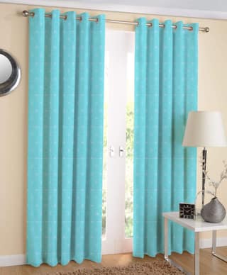 AIRWILL, 100% Cotton Eyelet Door Curtains Sized 4ft in Width and 7ft in Length, Multicolor Pack of 2 Pieces