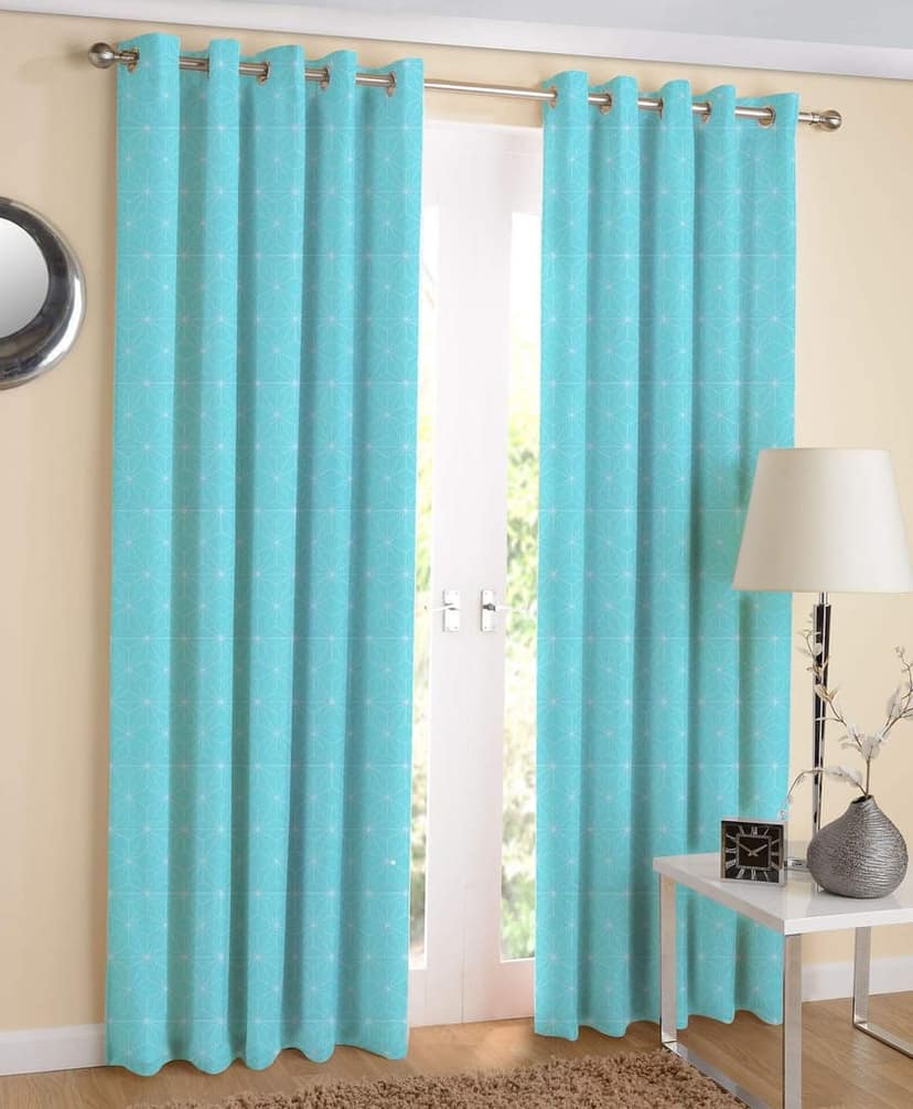 AIRWILL, 100% Cotton Eyelet Door Curtains Sized 4ft in Width and 7ft in Length, Multicolor Pack of 2 Pieces