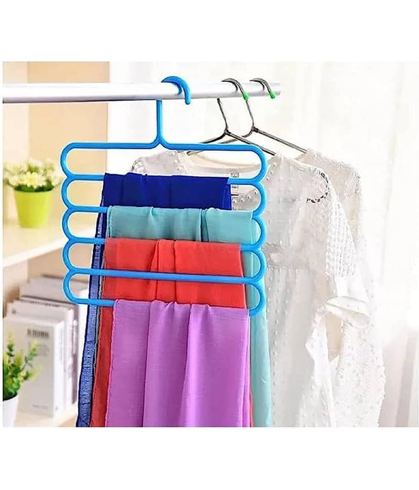 Plastic 5 Layer Cloth Hanger, Wardrobe Space Saver Set of 5 view 2