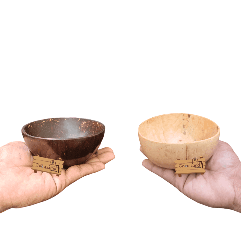 Coco Land Coconut Shell SAUSAGE Bowl 100 ml |Coconut Oil Polished Decorative Pots ,Chutney,Pickle,Smoothie,Coffee,Tea Serving Bowl|Mixing Bowl,Natural Bowl,Eco Friendly