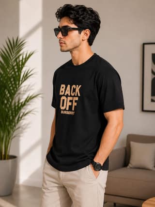 Men's front and back printed cotton halfsleeves round neck tshirt