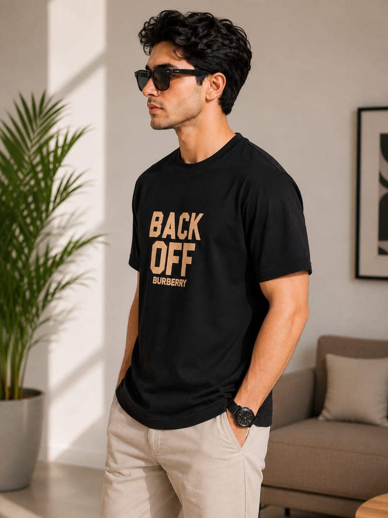 Men's front and back printed cotton halfsleeves round neck tshirt