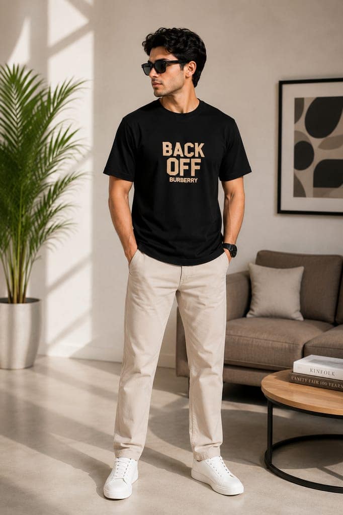 Men's front and back printed cotton halfsleeves round neck tshirt view 5