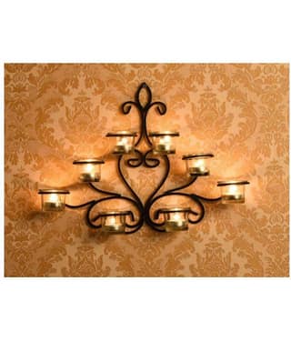 Hosley 8 Cups Decorative Black Metal Wall Sconce - Pack of 1