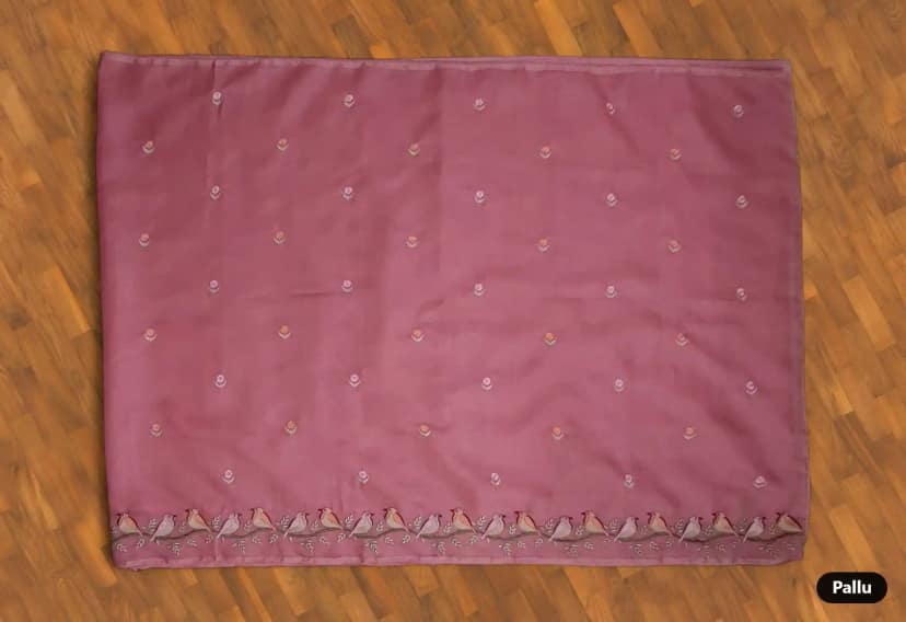 Dusty Pink Kota Doria Cotton-Silk Saree with Block-Print Buta view 4