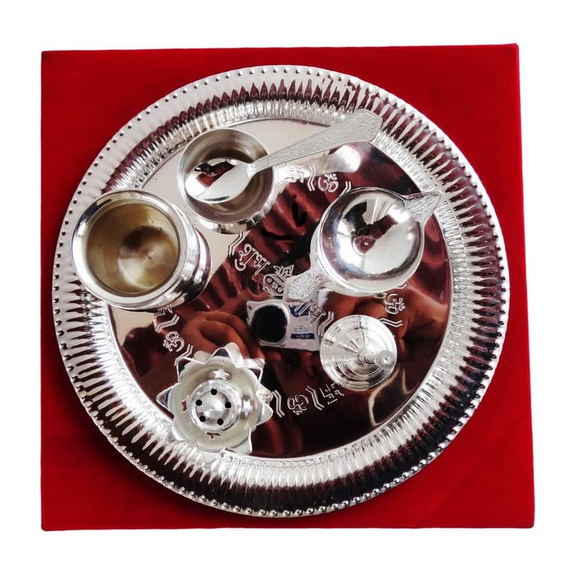 Brass Decorative Puja Thali Set With Valvet Box (BMAS084) view 5