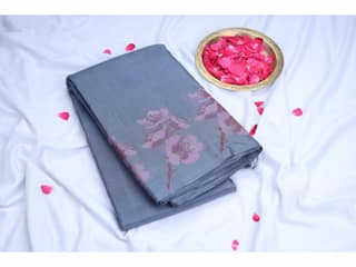 Grey Pink Handloom Kanchipuram Silk Pattu Saree