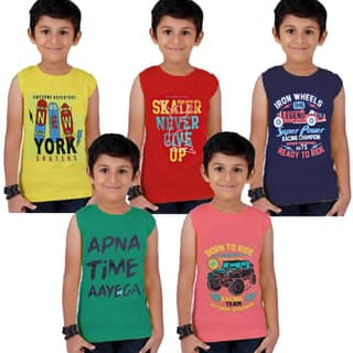 APN BOYS SLEEVELESS T-SHIRTS PACK OF (5)