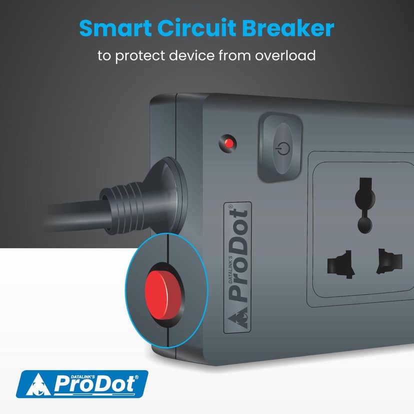 PRODOT Power Spike Guard, Strip Surge Protector with Master Switch and 4 Outlets, Heavy Duty Extension Cord for Home, Office, Travel & Phone Charging view 6