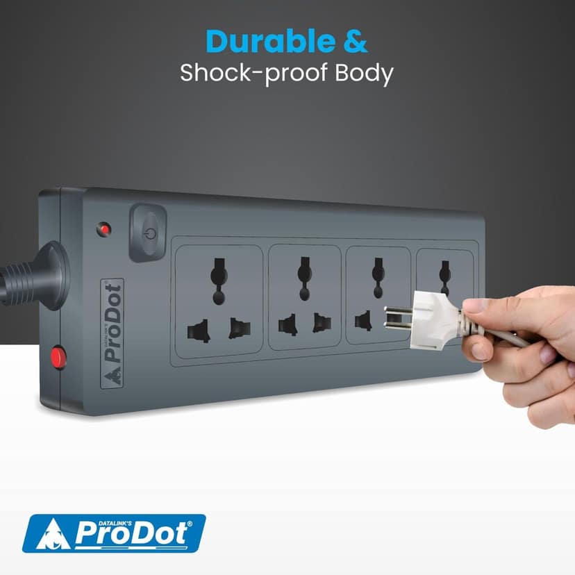 PRODOT Power Spike Guard, Strip Surge Protector with Master Switch and 4 Outlets, Heavy Duty Extension Cord for Home, Office, Travel & Phone Charging view 7