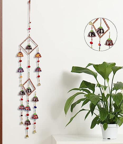 DreamKraft Handcrafted Bells Design Wood Windchime (119 cm, Multi)