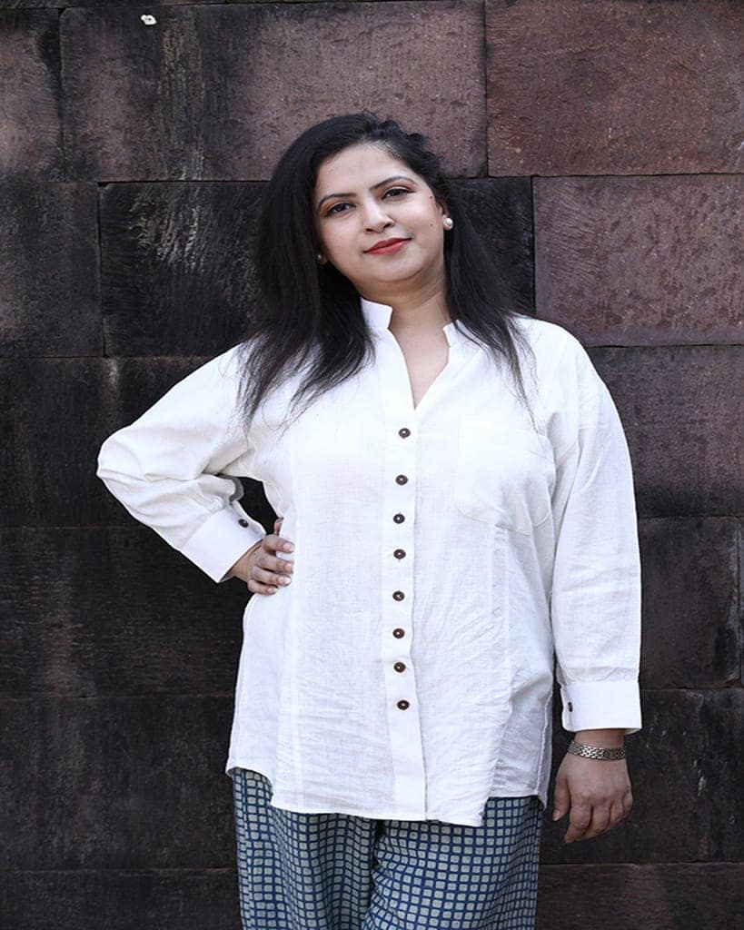 Handwoven White Cotton Shirt view 3