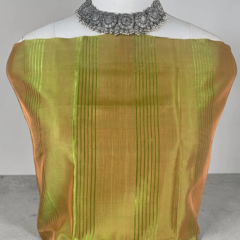 Mangalgiri Silk Cotton Dress Material with Floral Embroidery, Green view 2